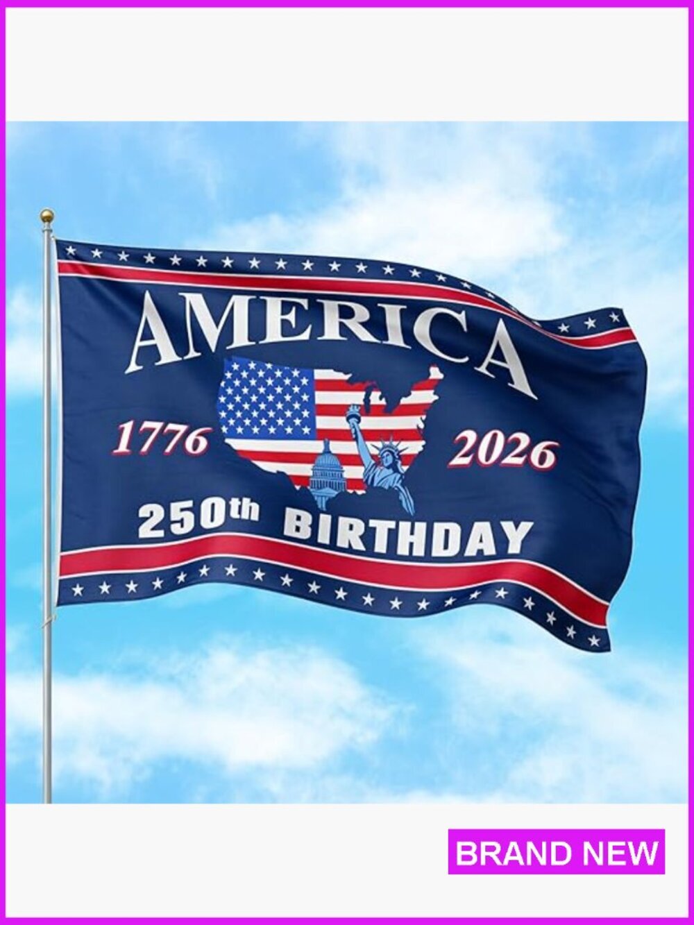 Double Sided Patriotic 3x5 Flag - 250th Anniversary USA Flag